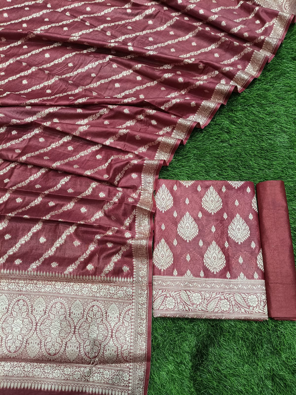 Banarasi Cotton Resham Silk Zari Work Unstitched suit.