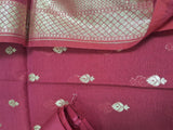 Pure Chanderi Mercerized Zari Buti Weaved Unstitched Suit With Pure Mercerized Dupatta.