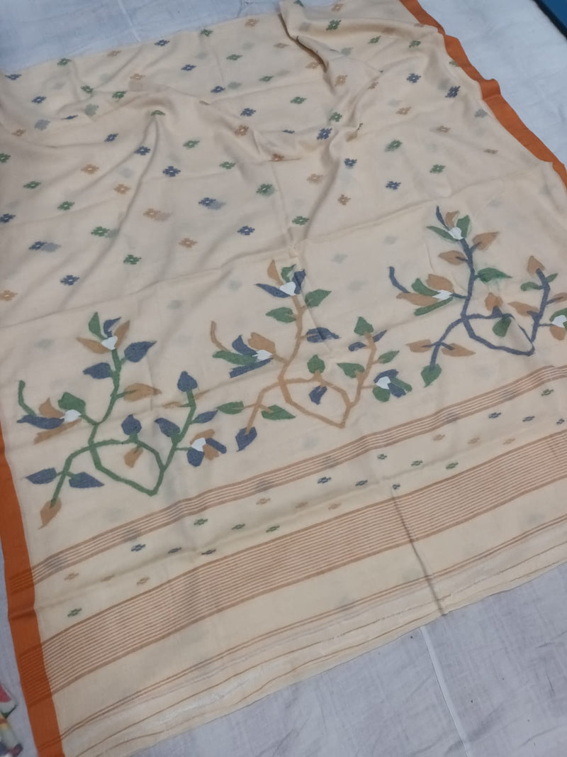 Pure Cotton 100 Count jamdani Saree Without Blouse . ( Length- 6.3 meter )