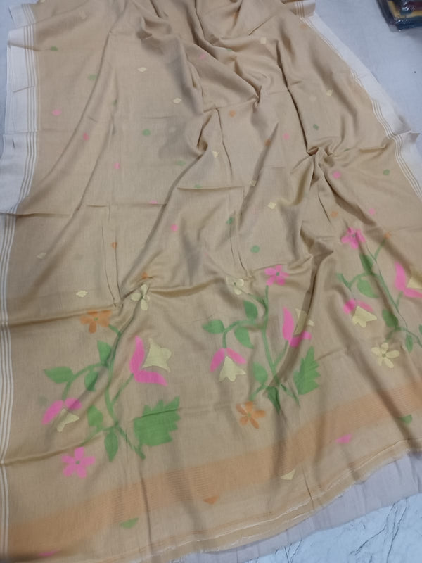 Pure Cotton 100 Count jamdani Saree Without Blouse . ( Length- 6.3 meter )