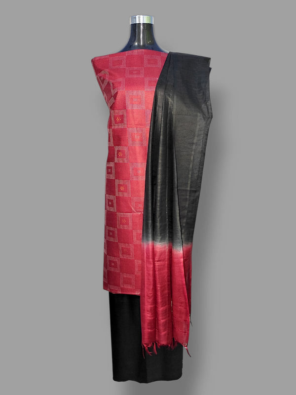 Cotton Silk Self Weaving Unstitched Suit .