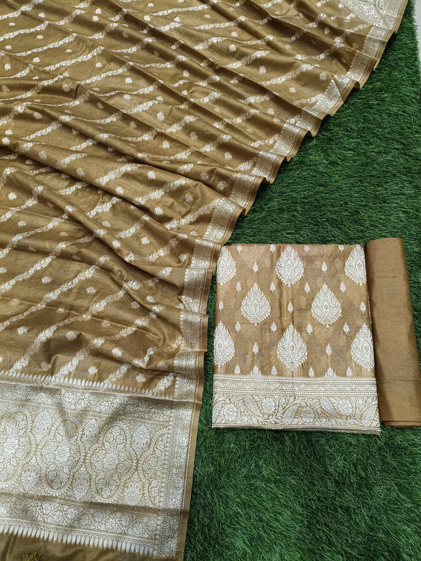 Banarasi Cotton Resham Silk Zari Work Unstitched suit.