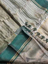 Pure Tissue Silk Stripes Saree With Katan silk Border.