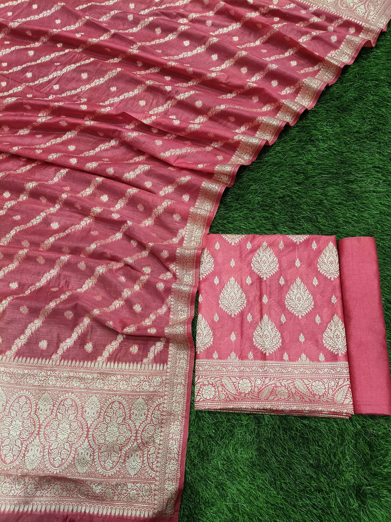 Banarasi Cotton Resham Silk Zari Work Unstitched suit.