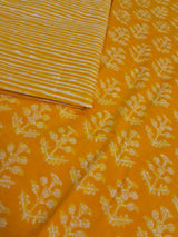 Pure Cotton Hand Block Unstitched Suit With Cotton Dupatta .