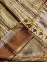 Pure Tissue Silk Stripes Saree With Katan silk Border.