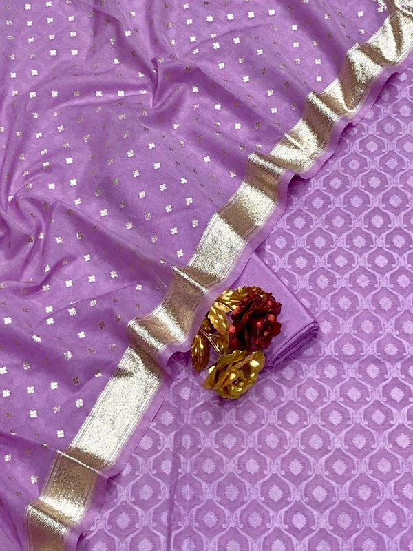 Banarasi Pure Mercerised Lorex weavin Unstitched Suit With lorex Weaving Dupatta.