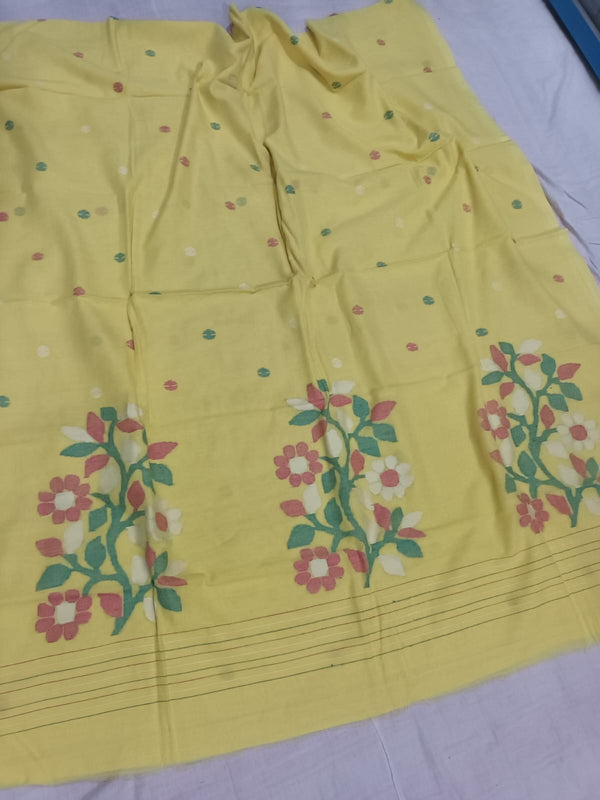 Pure Cotton 100 Count jamdani Saree Without Blouse . ( Length- 6.3 meter )