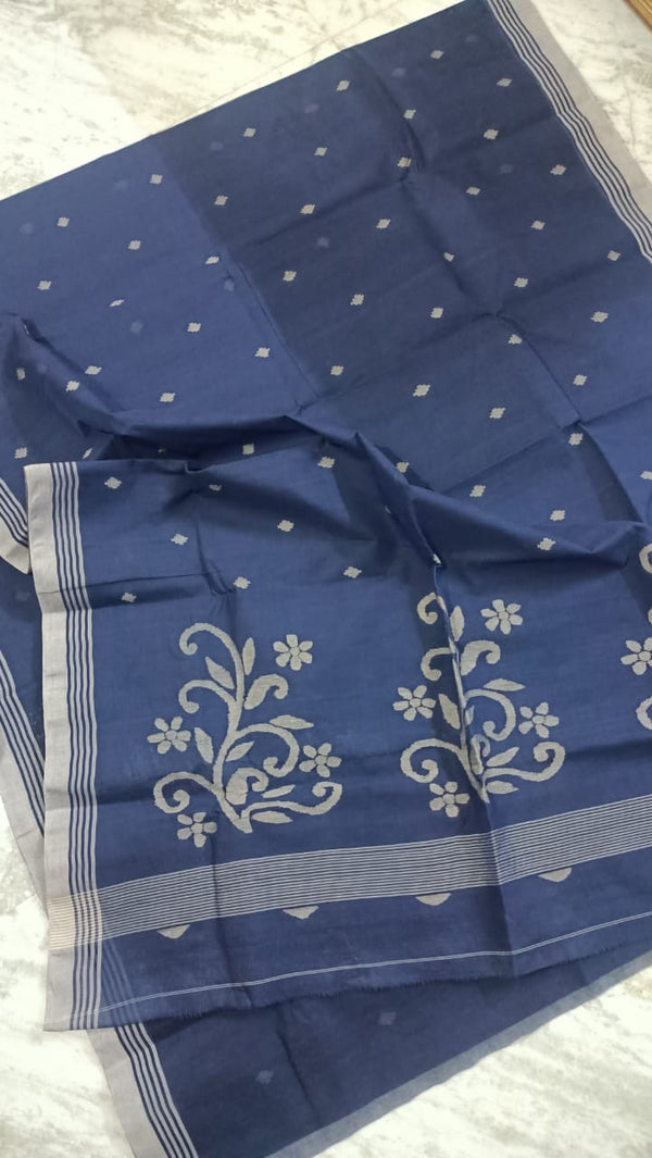 Pure Cotton 100 Count jamdani Saree Without Blouse . ( Length- 6.3 meter )