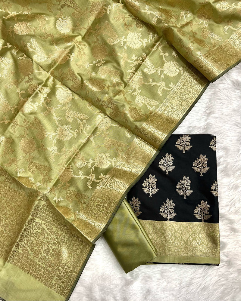 Exclusive Banarasi Silk 3pc Unstitched Suit .