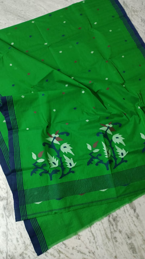 Pure Cotton 100 Count jamdani Saree Without Blouse . ( Length- 6.3 meter )