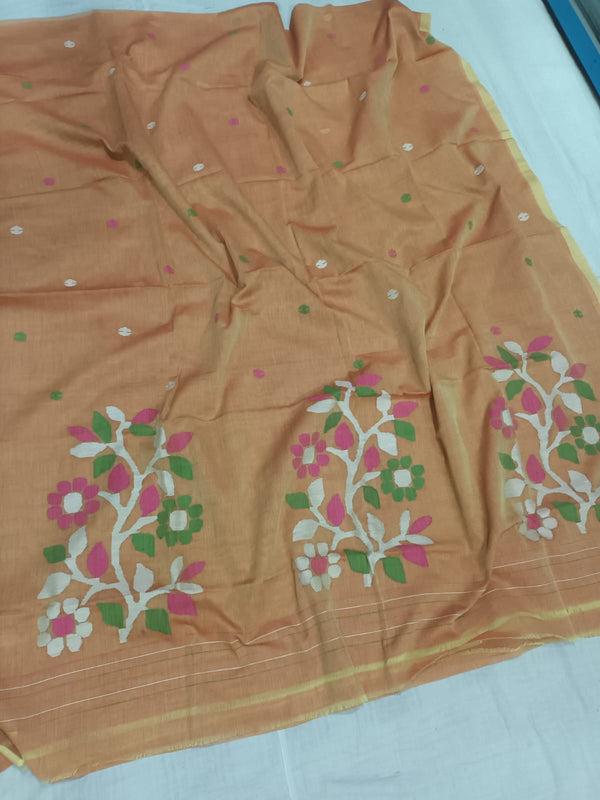 Pure Cotton 100 Count jamdani Saree Without Blouse . ( Length- 6.3 meter )