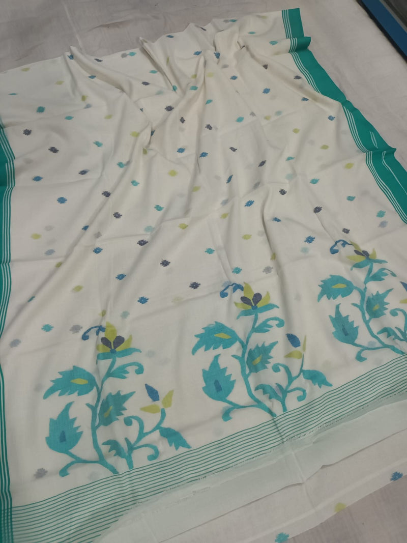 Pure Cotton 100 Count jamdani Saree Without Blouse . ( Length- 6.3 meter )