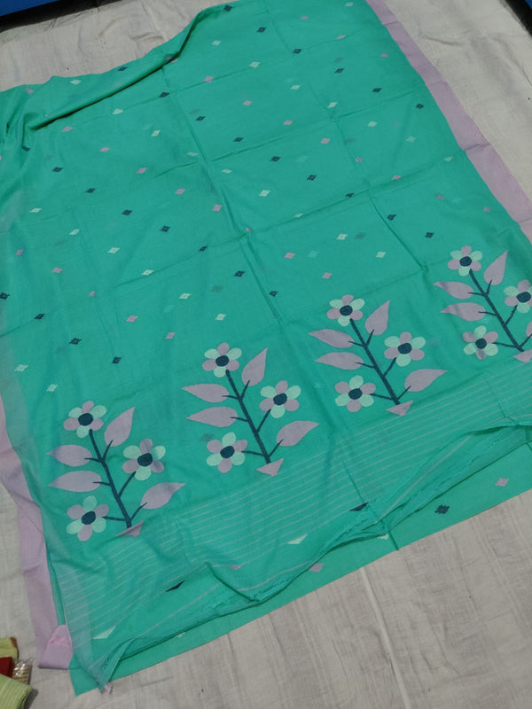 Pure Cotton 100 Count jamdani Saree Without Blouse . ( Length- 6.3 meter)