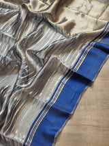 Pure Tissue Silk Stripes Saree With Katan silk Border.