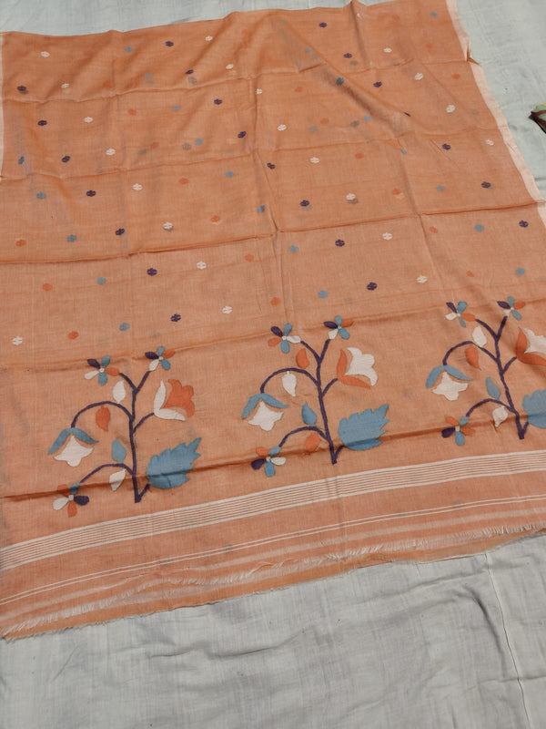 Pure Cotton 100 Count jamdani Saree Without Blouse . ( Length- 6.3 meter)