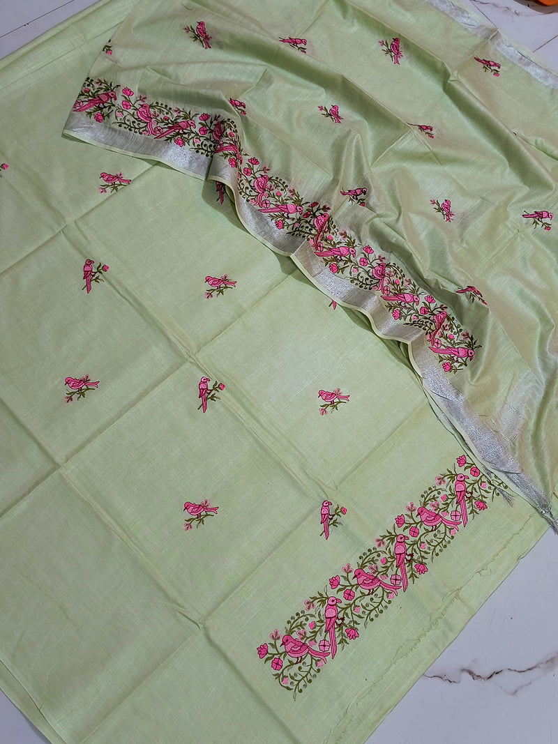 Premium Quality Bhagalpuri Slub Linen 3 Pc Unstitched Suit