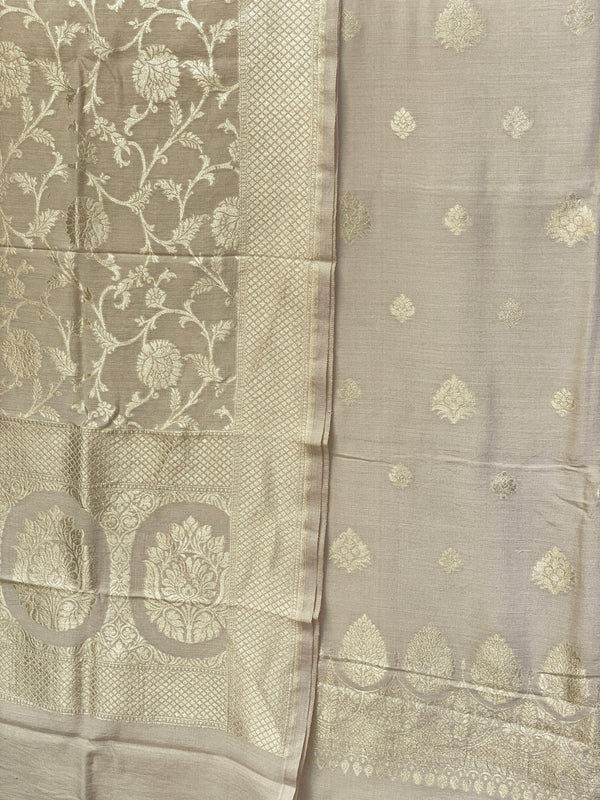 Pure Banarasi Munga Silk Weaved Unstitched Suit With Munga Silk Weaved Dupatta.