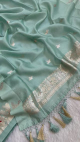 Pure Banarasi Chanderi Silk Khadwa Buti Work Unstitched Suit with Kora Silk Dupatta