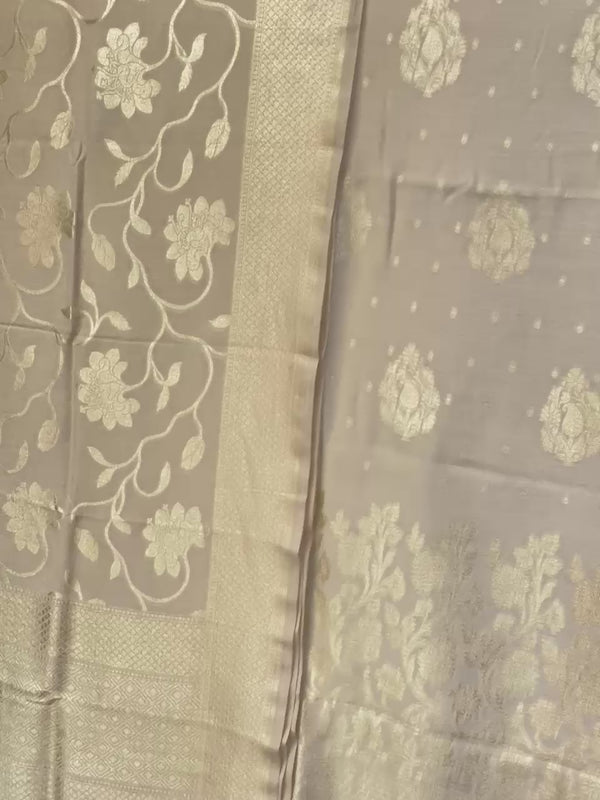 Pure Banarasi Munga Silk Weaved Unstitched Suit With Munga Silk Weaved Dupatta.