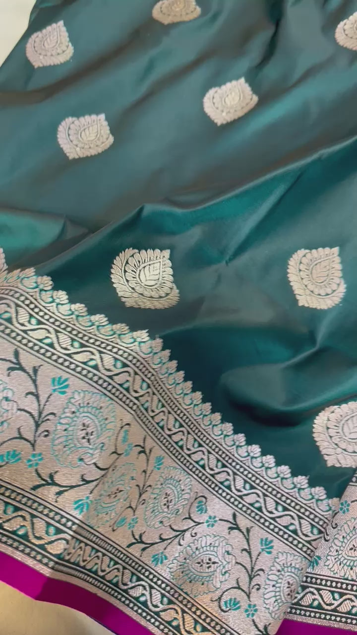 Pure Banarasi Mashru Silk Saree With Zari work