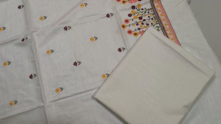 Bhagalpuri Cotton Linen Embroidery Unstitched suit.