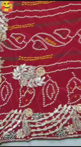 Traditional jaipuri chunri saree in pure georgette 75 gm.