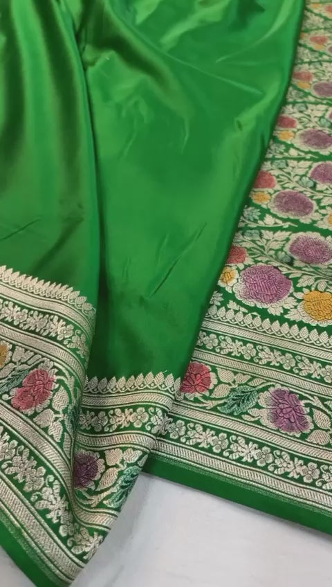 Pure Banarasi Mashru Silk Saree With Meenakari zari work pallu