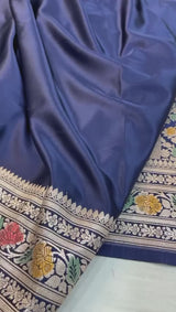 Pure Banarasi Mashru Silk Saree With Meenakari zari work pallu