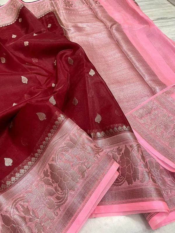 Banarasi Semi Kora Organza Silk Saree With Blouse