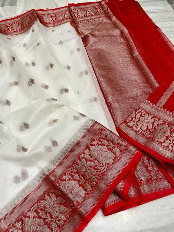 Banarasi Semi Kora Organza Silk Saree With Blouse