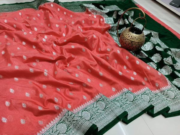 Banarasi Handloom Weaved Khaddi Georgette Saree with Zari Work