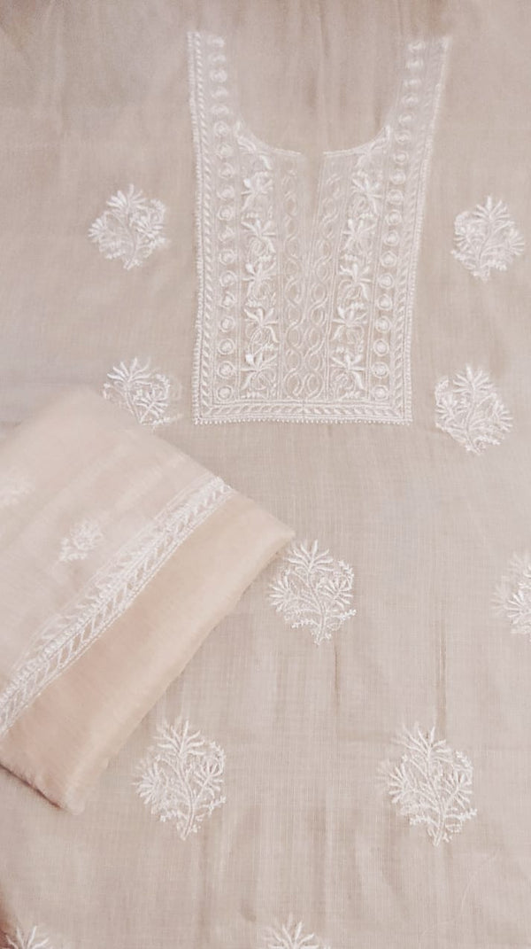 Pure Cotton Kota Doriya Embroidery Unstitched Suit With Dupatta