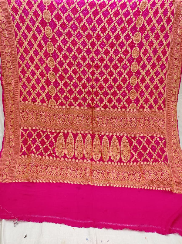 Pure Banarasi Handloom Khaddi Georgette Bandhani Dupatta