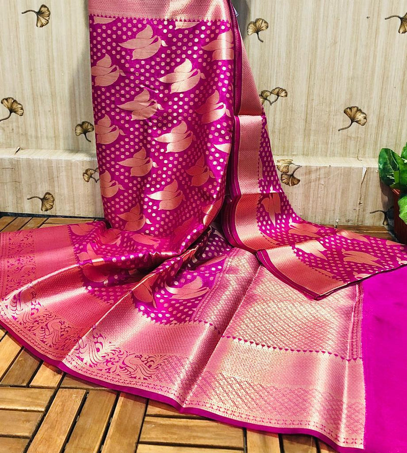 Semi Banarasi Georgette Dyeable Zari Weaving sarees With Rich Pallu & Border