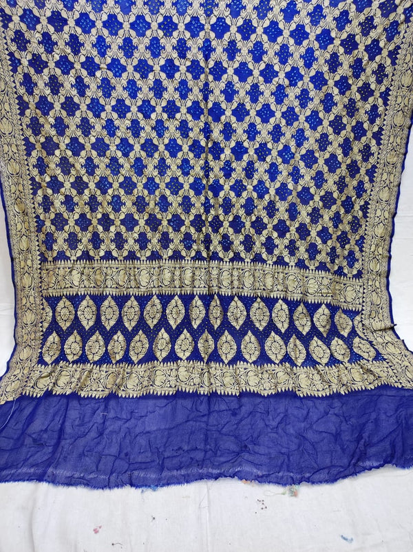 Pure Banarasi Handloom Khaddi Georgette Bandhani Dupatta