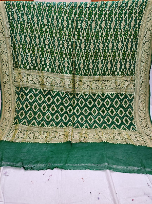 Pure Banarasi Handloom Khaddi Georgette Bandhani Dupatta