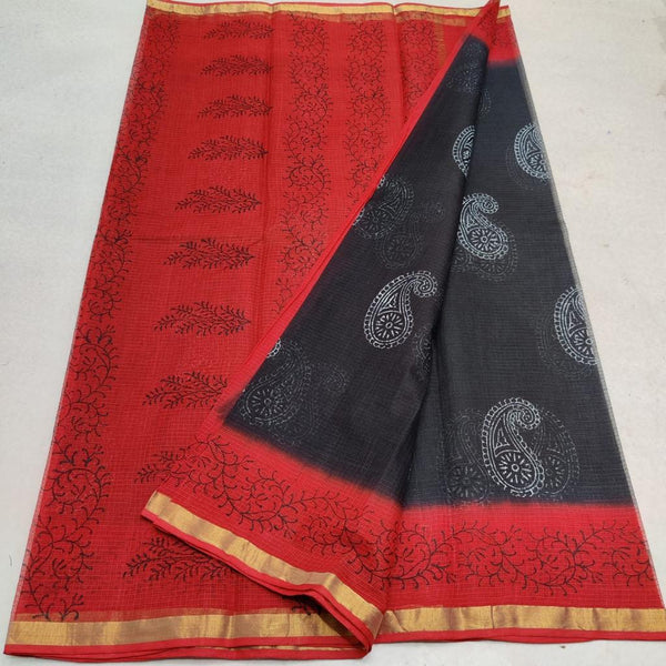 Pure Cotton Kota Doriya Embroidery work Saree With Blouse