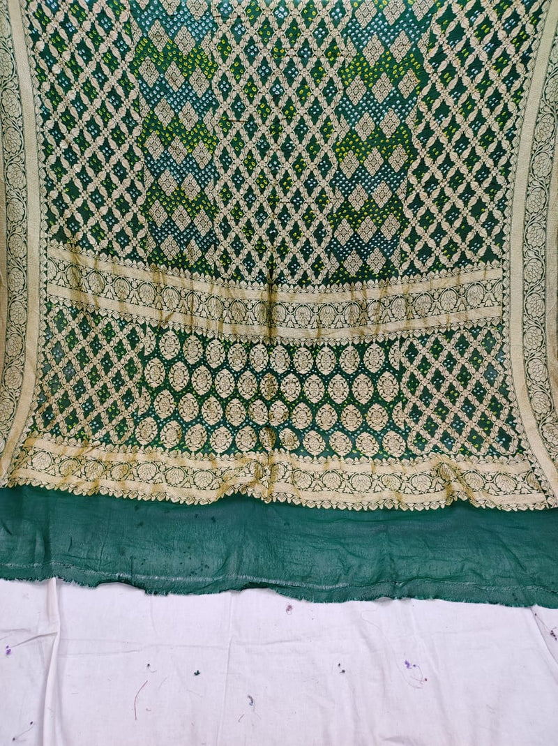 Pure Banarasi Handloom Khaddi Georgette Bandhani Dupatta