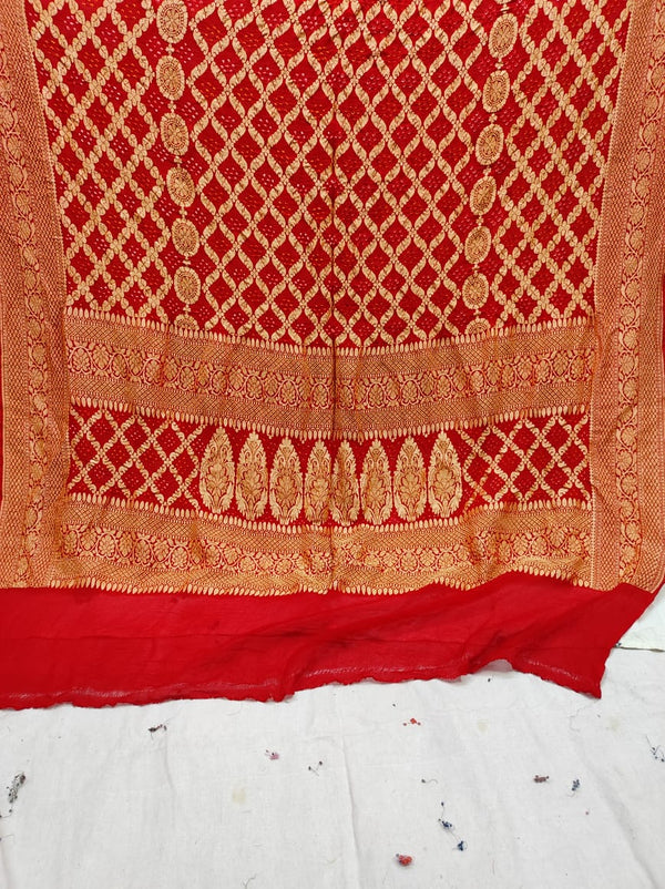 Pure Banarasi Handloom Khaddi Georgette Bandhani Dupatta