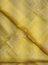 Pure Organza Silk Pearl Embroidery Cutwork Border Saree .