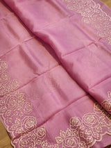 Pure Organza Silk Pearl Embroidery Cutwork Border Saree .