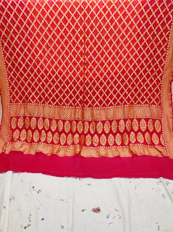 Pure Banarasi Handloom Khaddi Georgette Bandhani Dupatta