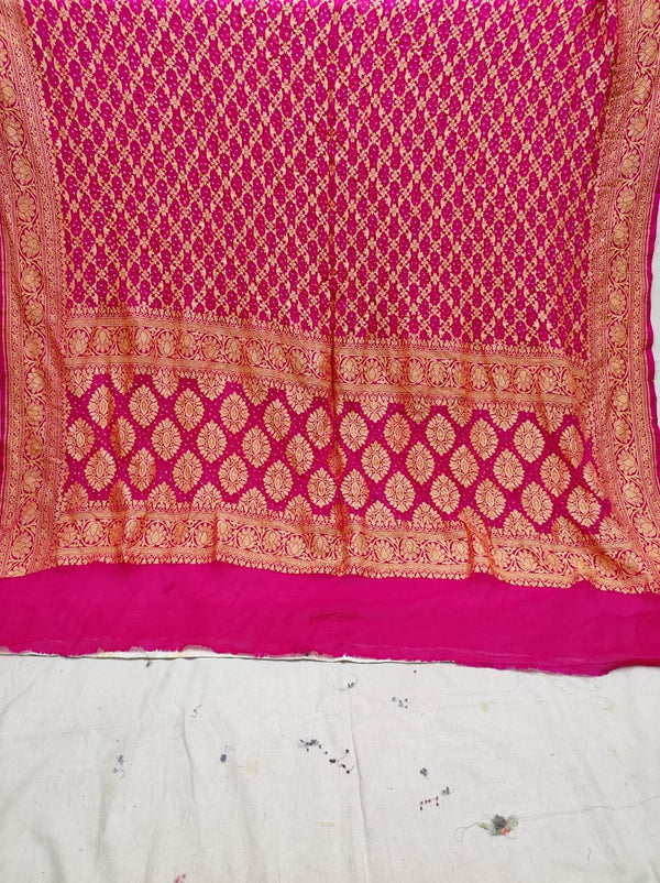 Pure Banarasi Handloom Khaddi Georgette Bandhani Dupatta