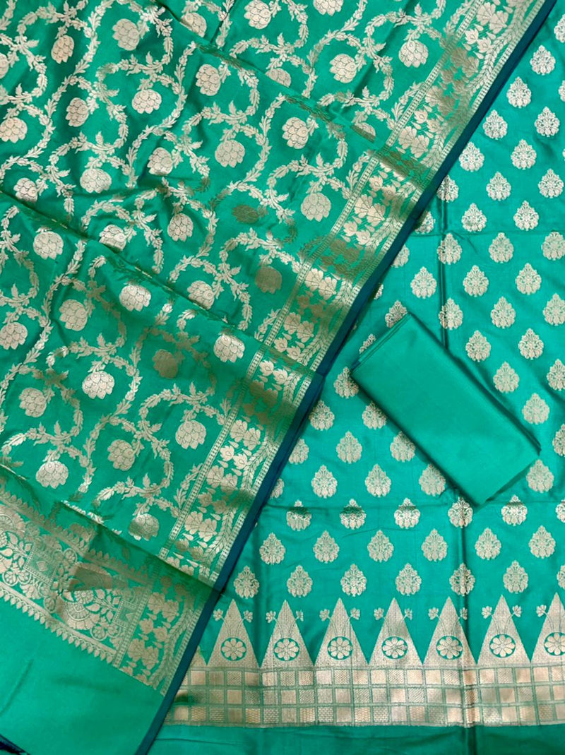 Pure Banarasi Silk Unstitched Suit .