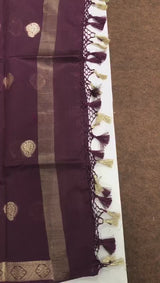 Wine Color Pure Resham Chanderi  Banarasi  Silk Unstitched Suit With Dupatta