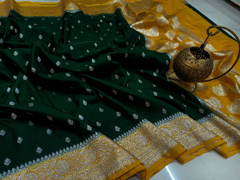 Banarasi Handloom Weaved Khaddi Georgette Saree with Zari Work