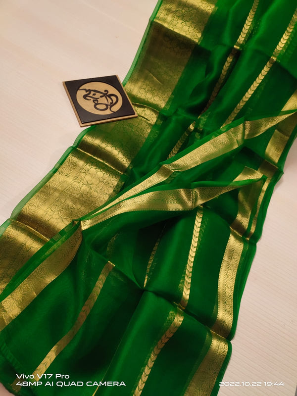 Semi Kora Organza Zari Stripe Silk Saree With Blouse