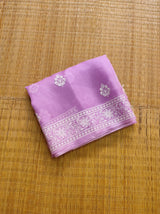 Pure Organza Silk Embroidery Buti Work Border Saree .