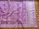 Pure Organza Silk Embroidery Buti Work Border Saree .